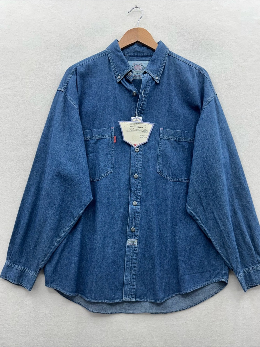 Bugle Boy Men’s XL Vintage 90s Denim Button Up World Cup Soccer Shirt NWT